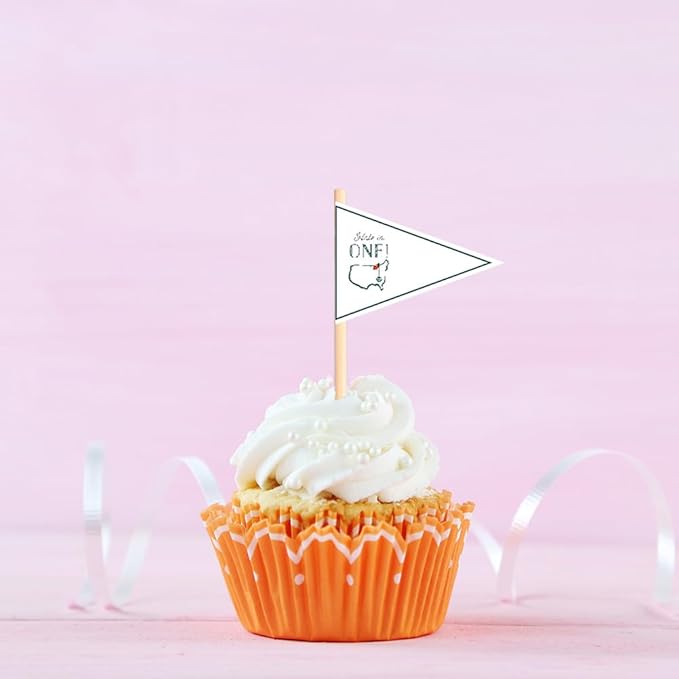 Hole in One Golf Party Decorations, 240-Piece Set with Cocktail Napkins, Plates, Cups, Bottle Labels, Toothpick Flags, Straws, Gift Tags, and Forks for Golf Birthday and 1st Hole in One Parties