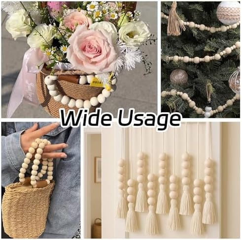 ornazy 100pcs natural wood balls with big hole on a desk or shelf