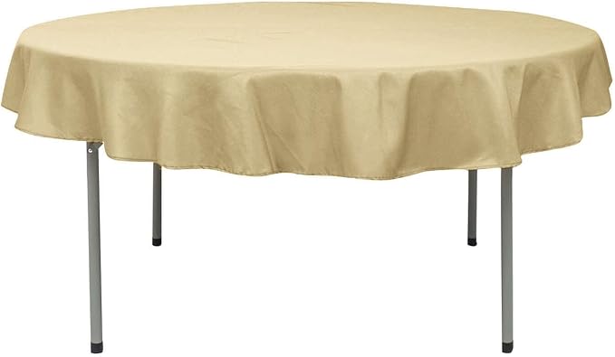 Efavormart Round Tablecloth, 70 Inch Stain & Wrinkle Resistant Washable Table Cloth, Decorative Polyester Fabric Table Cover for Banquet, Wedding, Dining- Champagne