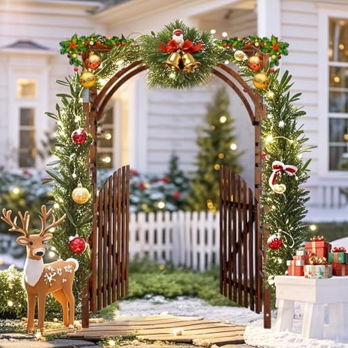 vingli 85in wooden arbor garden arch, wedding arch, front angle view