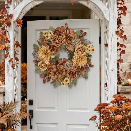 24in fall wreaths for front door artificial autumn, view 9