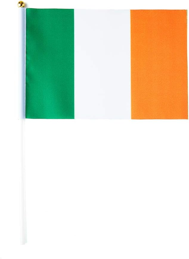 Ireland Flag Irish Flag, Small Mini Handheld Ireland Flags on Stick, Ideal for Party Parades Sports Events Patriotic Festival Decorations