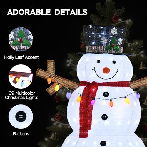 5ft lighted 3d snowman outdoor christmas decor showing dimensions
