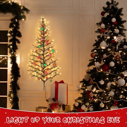 5 ft 144 led lighted wall christmas tree, side view