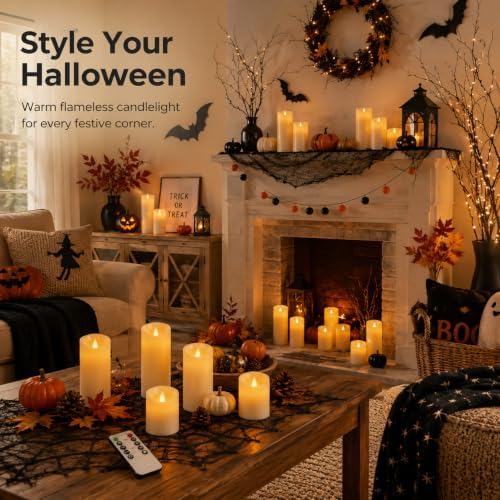 Enido Set of 24 Outdoor LED Candles, Battery Operated Flickering Waterproof C...