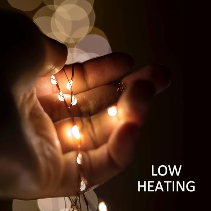 3 Pack Rechargeable String Fairy Lights 10ft 30 LED, 4 Modes Copper Wire Christmas Starry Lighting, Waterproof Micro Firefly Moon Light, Warm White, Battery and USB Cable Included