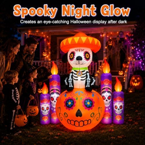 6 ft halloween decorations outdoor inflatable dog with shown in use