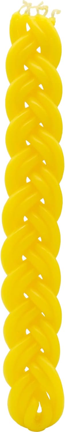 The Dreidel Company Handcrafted Havdalah Candle Yellow Beeswax, Pure Bees Wax Shabbat Candle (Single)