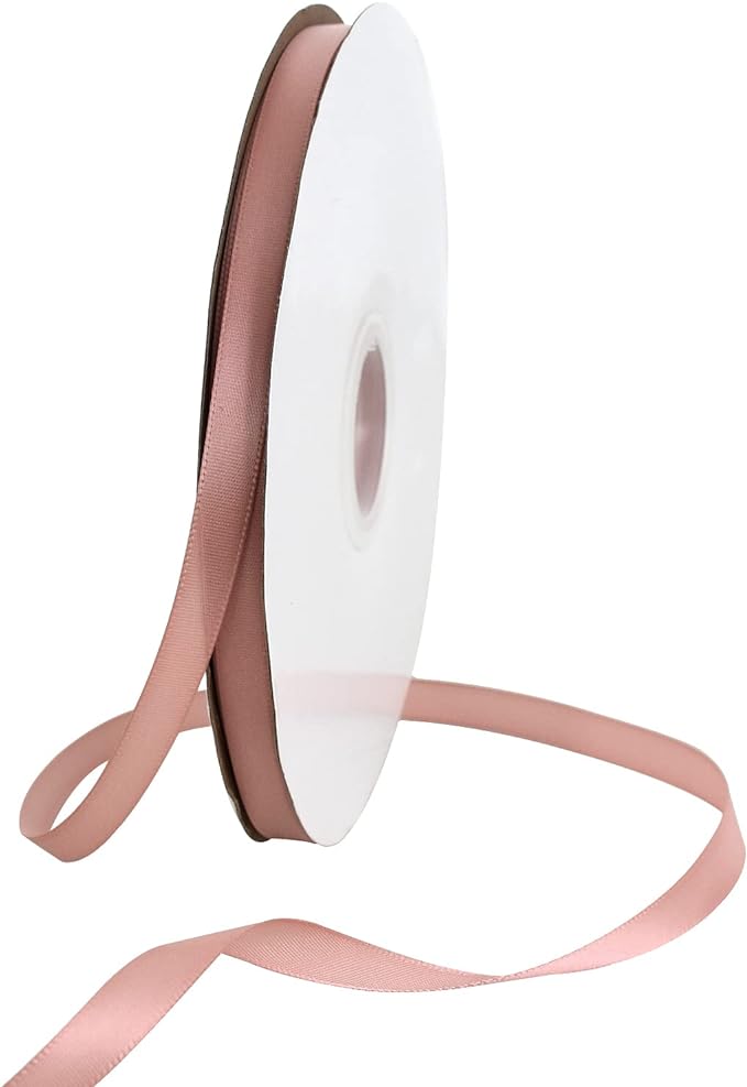 TONIFUL 3/8 in x 100yds Rose Gold Satin Ribbon Thin Solid Fabric Ribbons Roll for Gift Wrapping Invitation Floral Hair Balloons Craft Sewing Party Wedding Popsicles Decoration Valentine's Day Bouquet