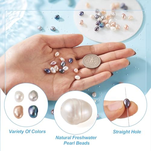 beadthoven 100pcs natural freshwater pearl beads 4-6mm mix, side view