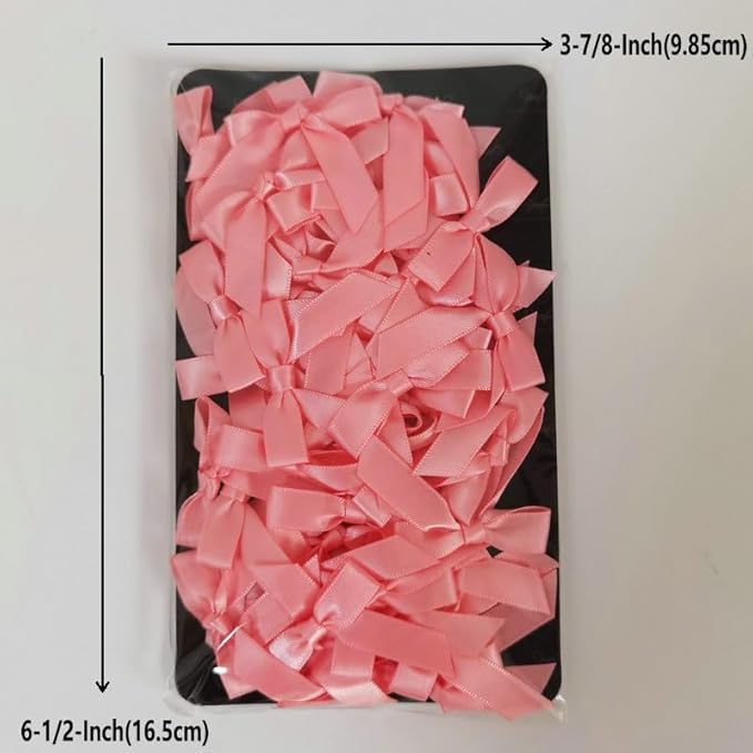 50pcs 1-1/2" Mini Light Pink Satin Ribbon Bows Without Twist Ties for Crafts Gift Wrapping Packing Mothers Day Decoration (Lt.Pink)