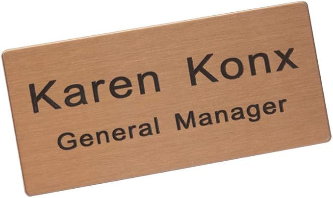 Custom Engraved Name Tag Badge for Business Personalized Metal Identification with Pin or Magnetic Backing Stainless Steel ID Badge (Rose Gold/Black, 1.5" x 3")