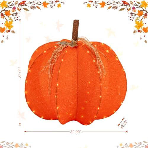 glitzhome fall lighted outdoor decor, 32" d 3d shown in use