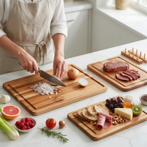 teak wood cutting board set with fast drying, main product view