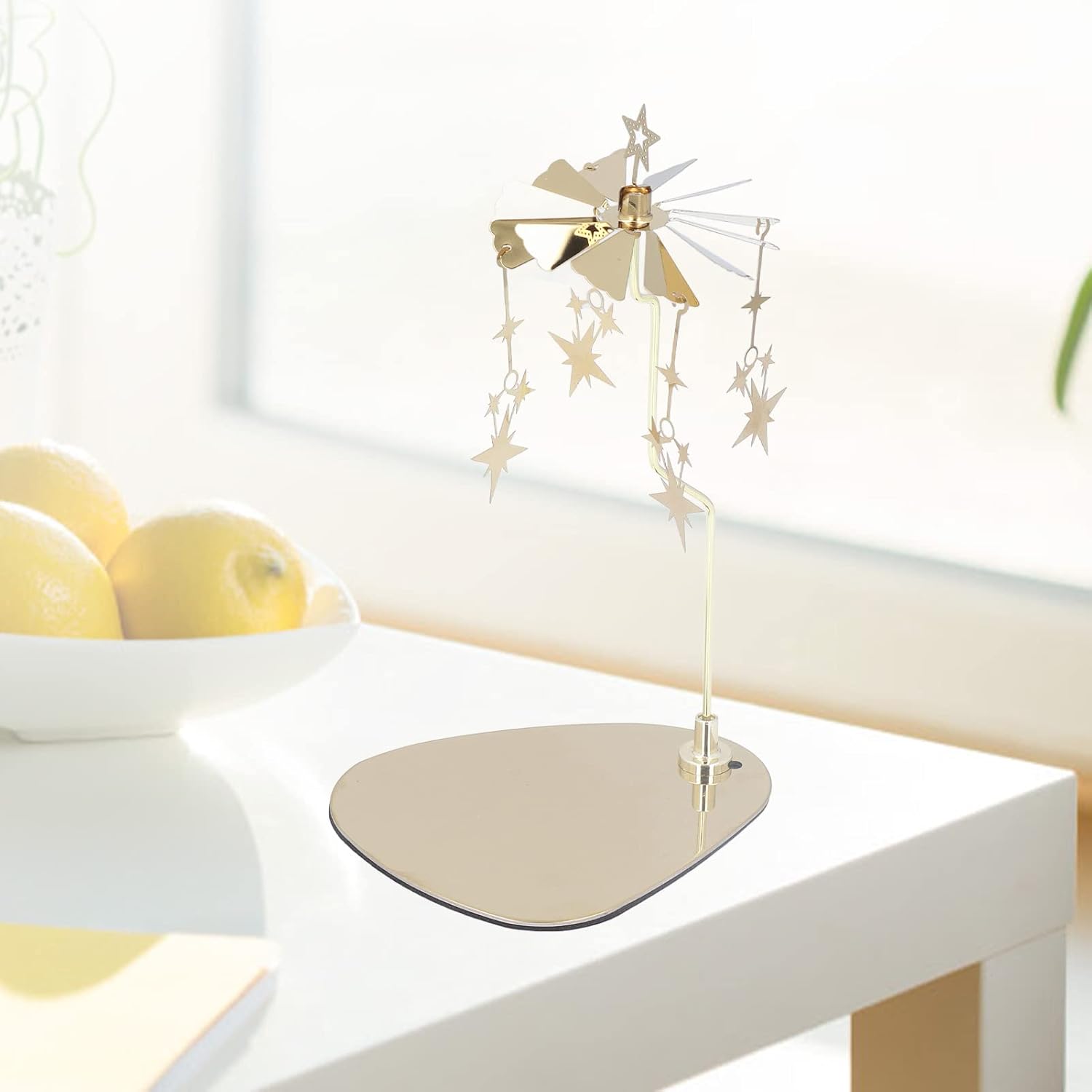 Star Candle Carousel, Rotary Candle Holder Rotating, Stainless Steel Chime Candles Holder, for Bars Cafes Christmas Wedding