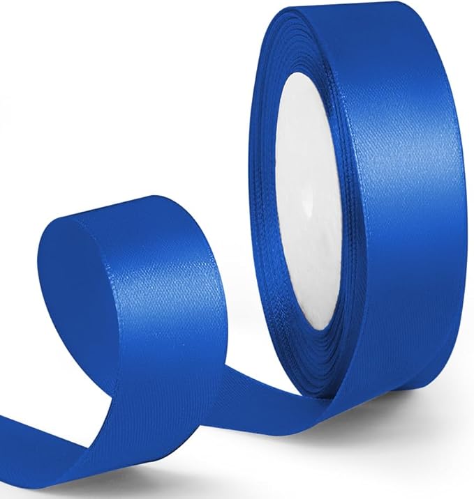 1 Inch 25 Yards Satin Ribbon Royal Blue, Solid Color Fabric Ribbon for Gift Wrapping, Wedding, Polyester Gift Ribbon for Birthday Party Decoration, Craft, Hair, Floral, Sewing