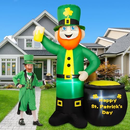 6ft st patricks day inflatables outdoor decorations, leprechaun shown in use