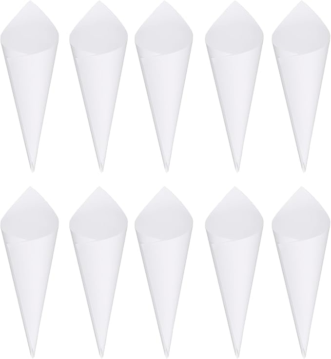 50 Pack Party Confetti Cone Holder - Bouquet Cones Petal Cones Holder with Double-sided Adhesive Tape, Apply to Birthday Party (White)