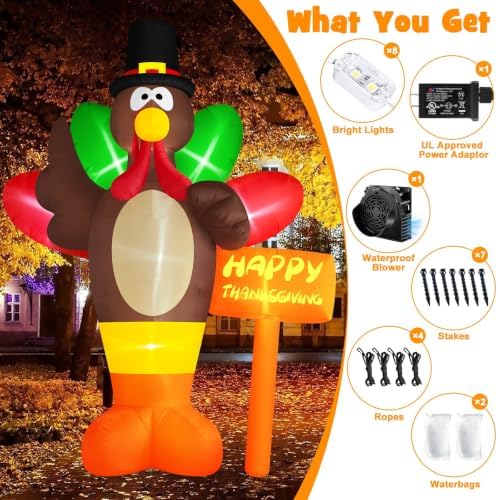 danxilu thanksgiving inflatables 10 ft giant turkey outdoor on a desk or shelf