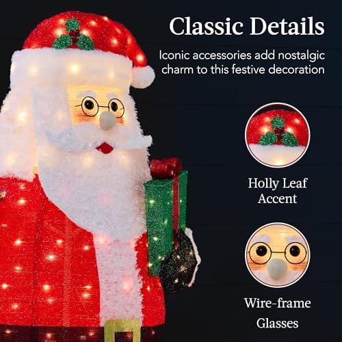 best choice products 5ft lighted pop-up santa, large on a desk or shelf