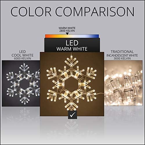 kringle traditions 20" warm white led snowflake – showing dimensions