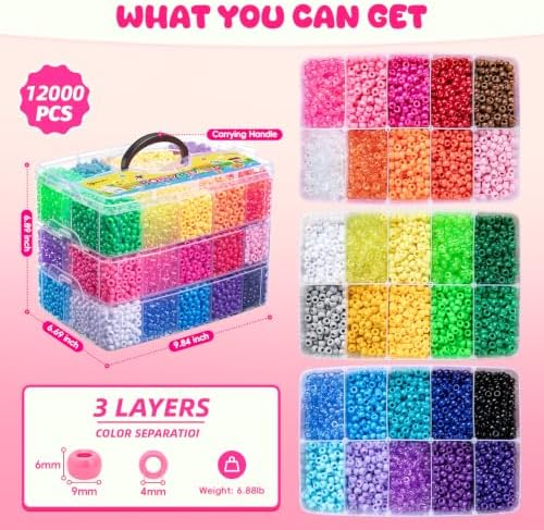 simetufy 12,000pcs pony beads bulk 30 colors for, close-up detail