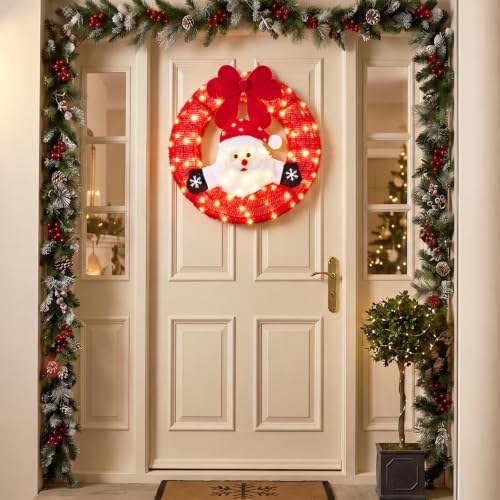vingli 24 inch lighted christmas wreath with swinging, view 9