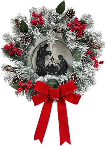 svndlyn 22 inch lighted christmas wreath with nativity, main product view