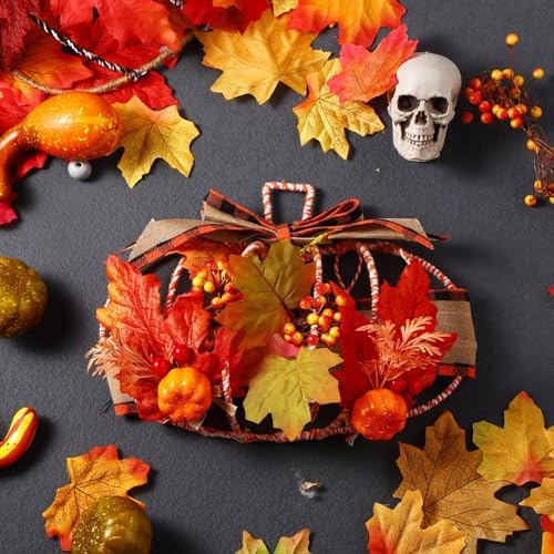 hotop 7 pcs pumpkin wreath frame metal wire, side view