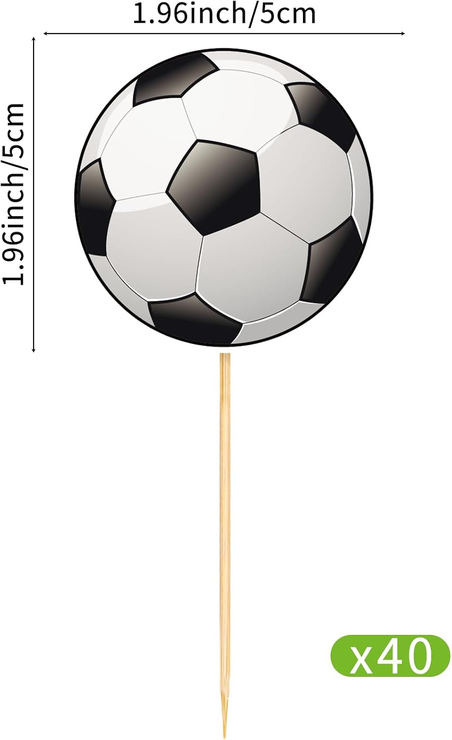 Hooqict 40Pcs Soccer Cupcake Toppers Soccer Ball Birthday Cake Topper Decorations Cupcake Picks for Kids Boys Men Sports Theme Birthday Party Decorations Game Day Party Supplies