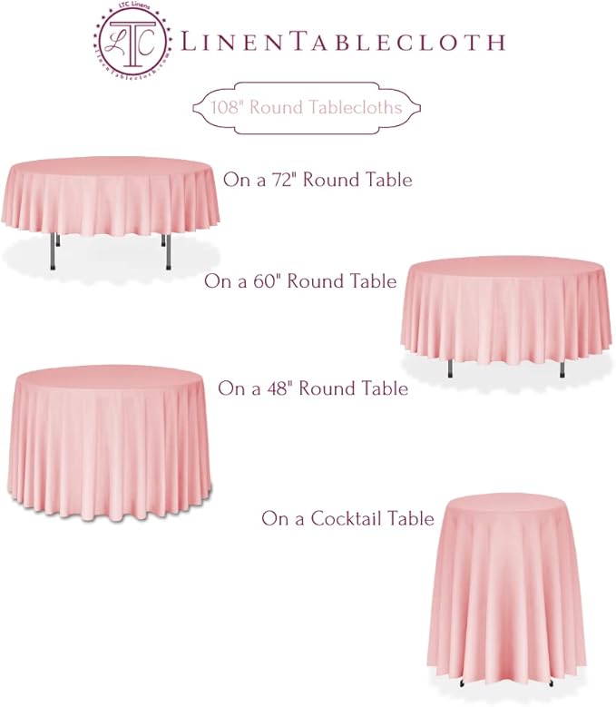LinenTablecloth 108-Inch Round Polyester Tablecloth Fuchsia