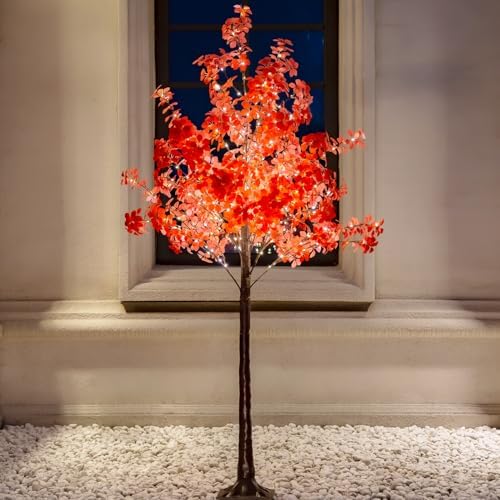 tybeeu 6ft 5-leaf lucky tree with 300 warm on a desk or shelf