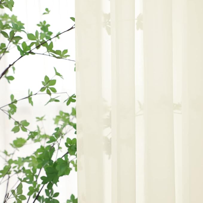 Window Beige Sheer Curtains 72 Inches Long 2 Panels Sheer Curtain Basic Rod Pocket Panel for Bedroom Children Living Room Yard Kitchen (Beige, 52" W x 72" L | 2 pcs)