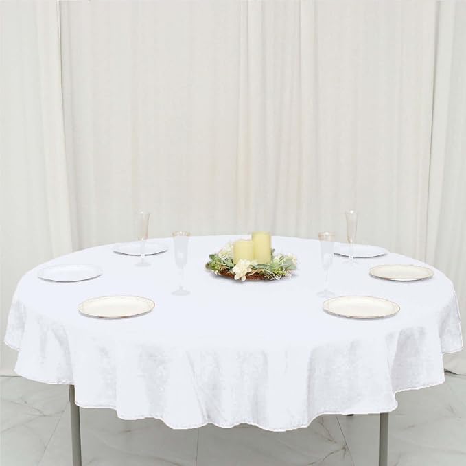 Efavormart Round Tablecloth, 70 Inch Stain & Wrinkle Resistant Washable Table Cloth, Decorative Polyester Fabric Table Cover for Banquet, Wedding, Dining- White