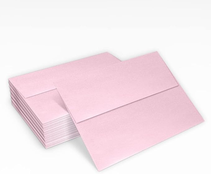 LUXPaper A7 Invitation Envelopes | Peel & Press | 5 1/4" x 7 1/4" | Rose Quartz Metallic | 80lb. Text | 50 Qty