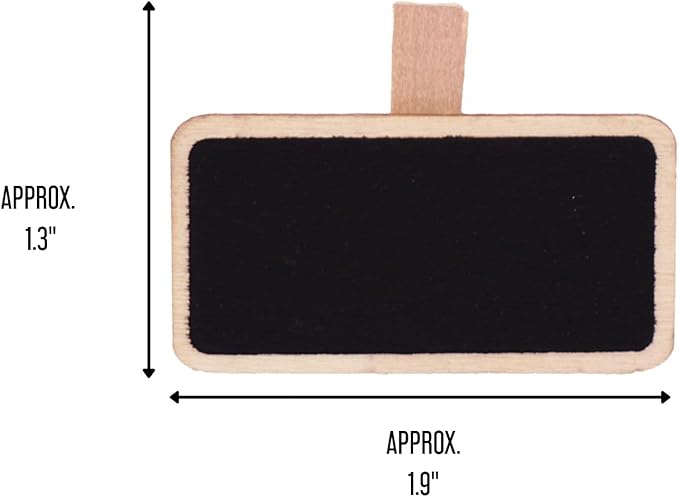 72 Count Chalkboard Signs Clips - Rectangle Wood Framed 2" x 1.5" Wooden Blackboard for Crafts, Home Decor, and Organization, Perfect for Special Occasions and Events Decoration
