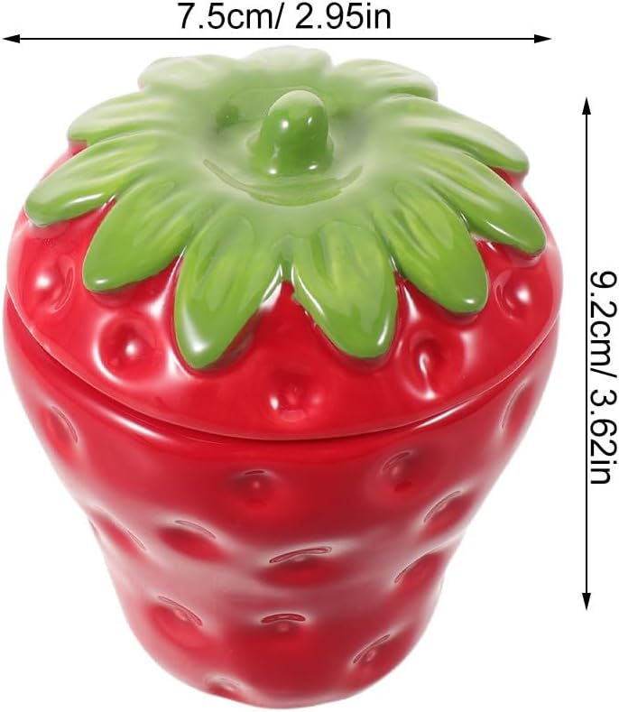 Strawberry Shaped Red Ceramic Candle Holder Cup with Lid Fruitshaped Storage Vessel Playful for DIY Scented Candle Making for Home and Parties