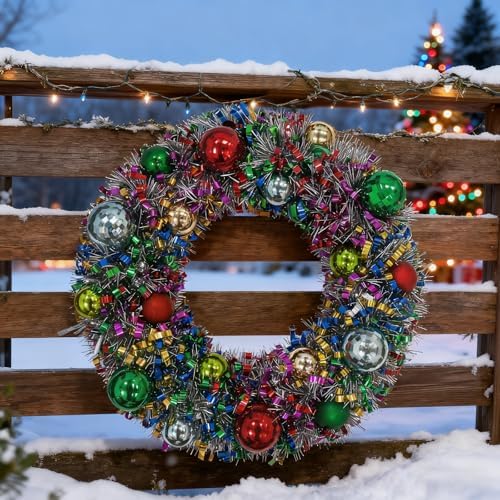 16" christmas wreath for front door, christmas decoration on a desk or shelf
