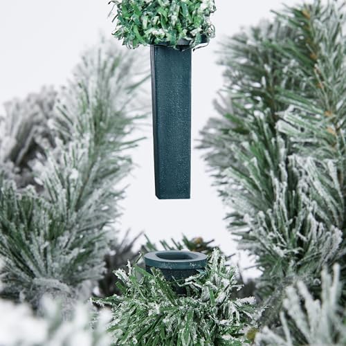 yaheetech 9ft pre-lit snow flocked pencil christmas tree, view 9