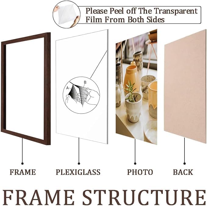 KTKDE A1 Poster Frame 23.4x33.1 Walnut Woodgrain, Vertical & Horizontal Wall Hanging Large Picture Frame for Photos, Posters & Art Prints Perfect for best gifts and Home Decor