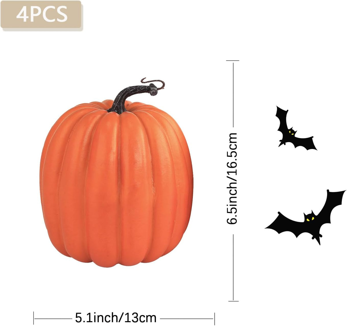 Artmag 6 Inch Large Artificial Pumpkins, 4PCS Big Orange Faux Foam Harvest Pu...