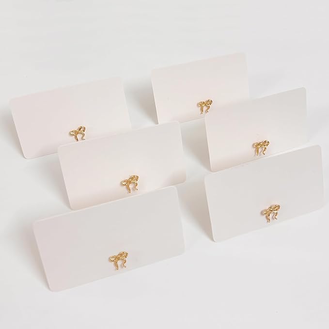 26Pcs Decorative Bow Place Card Holders Bulk Gold Name Card Stands Set Photo Holders for Wedding Birthday Party,Table Place Cards, Food Signs，Name Tag