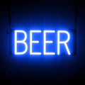 SpellBrite BEER Sign | Beer-Related Sign with Neon Look, Blue LED Light Source | 15.7" x 6.3"