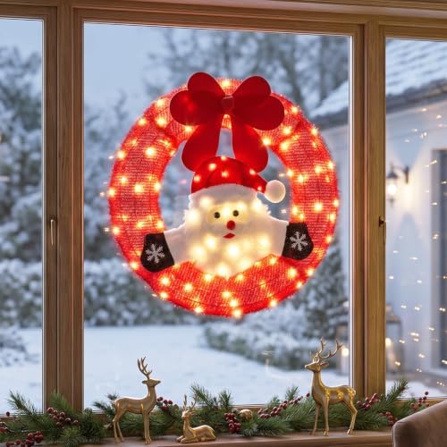 vingli 24 inch lighted christmas wreath with swinging shown in use