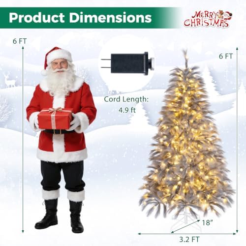 happygrill 6 ft pre-lit christmas tree w/ 430 on a desk or shelf