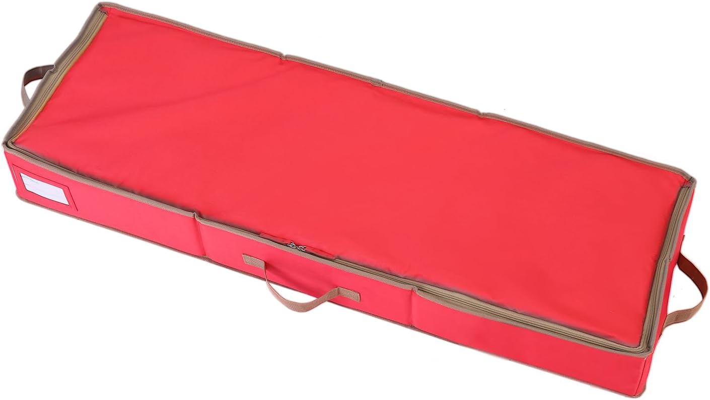Sattiyrch Gift Wrapping Paper Storage containers,600D Oxford Fabric Christmas Ribbon Gift Bag Bows Storage Box,Holds up to 20 Rolls,42"W x 14"D x 5.5"H (Red)