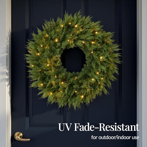 best choice products pre-lit cedar cypress christmas wreath, package contents