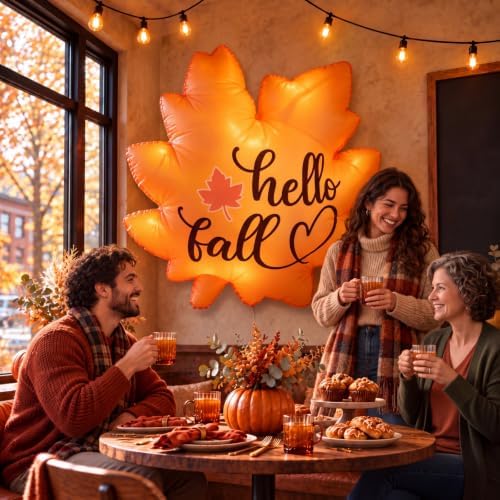 vihose fall maple leaf inflatable 5.25ft led thanksgiving showing dimensions
