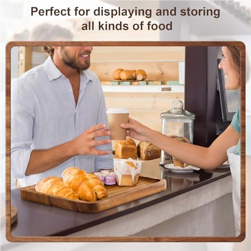 wenqik 18 pieces acacia wood tray set, serving on a desk or shelf