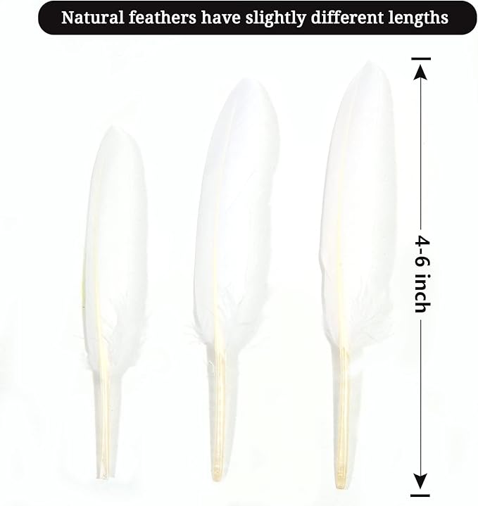 FeelfunFeather 120pcs White Goose Cochettes Feather Natural Bulk 4-6 inch 10-15cm for Wedding Party Christmas Halloween Decorations DIY Crafts